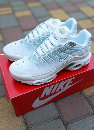 Кромівки nike tn air білі з зеленим виробництво в'єтнам, якість топ (лицензія)
