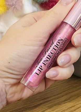 Оригинальный глянцевый блеск плампер для увеличения объема губ too faced lip injection maximum plump2 фото