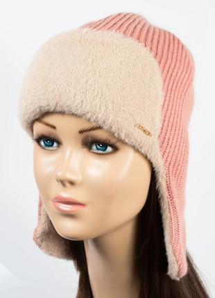 Зимняя теплая шапка ушанка с широким отворотом2 фото