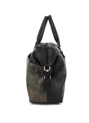 Жіноча сумка-саквояж voila 7837036 чорна з бронзою3 фото