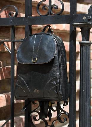 Кожаный черный женский женский рюкзак casum n8 фото