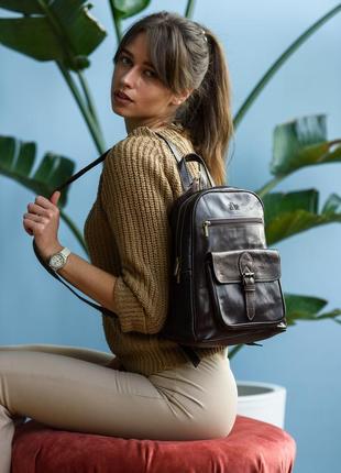 Кожаный темно-коричневый женский рюкзак genu o6 фото