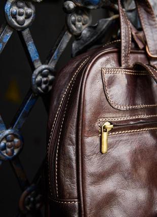 Кожаный темно-коричневый женский рюкзак genu o4 фото