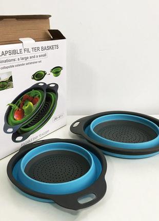 Друшляк складаний collapsible filter baskets (силіконовий). колір блакитний4 фото