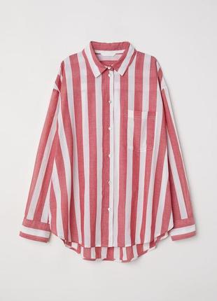 H&m-батистовая полосатая хлопковая рубашка оверсайз! p.-40