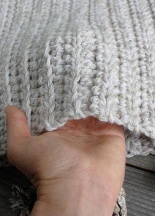Плетеный бежевый шарф труба шерсть альпака зимний шерстяной шарф труба мужской крупной вязк2 фото