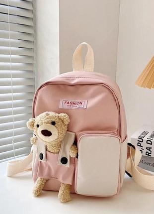 Детский рюкзак медвежонок 26х20х10 розовый