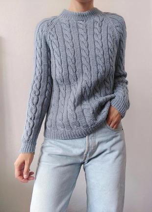 В'язаний светр коси джемпер ручна в'язка пуловер реглан лонгслів кофта вінтажний светр шерсть джемпер вінтаж7 фото