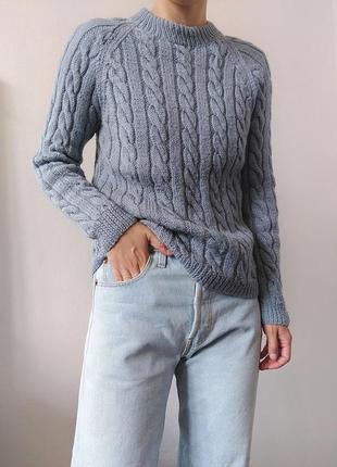В'язаний светр коси джемпер ручна в'язка пуловер реглан лонгслів кофта вінтажний светр шерсть джемпер вінтаж2 фото