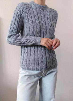 В'язаний светр коси джемпер ручна в'язка пуловер реглан лонгслів кофта вінтажний светр шерсть джемпер вінтаж5 фото