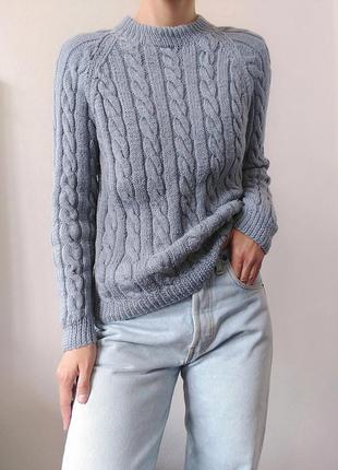 В'язаний светр коси джемпер ручна в'язка пуловер реглан лонгслів кофта вінтажний светр шерсть джемпер вінтаж4 фото