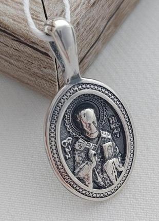 Ладанка серебряная с ликом святого с чернением под цепочку или шнур3 фото