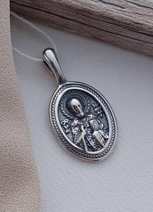 Ладанка серебряная с ликом святого с чернением под цепочку или шнур2 фото