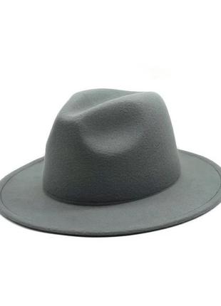 Стильная  фетровая шляпа федора черный4 фото