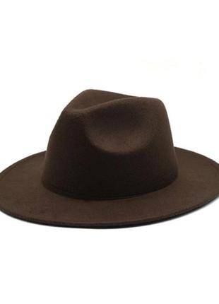 Стильная  фетровая шляпа федора черный2 фото