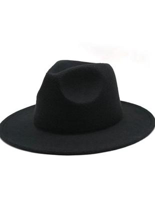 Стильная  фетровая шляпа федора черный9 фото