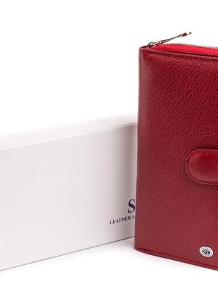Вертикальний місткий гаманець зі шкіри жіночий st leather 19307 бордовий7 фото