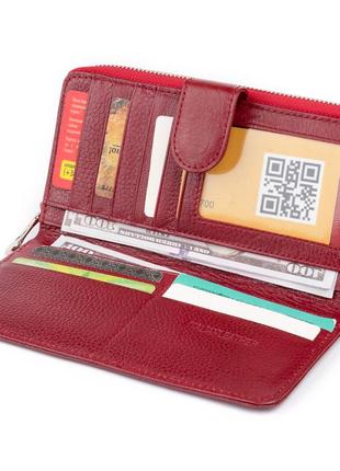 Вертикальний місткий гаманець зі шкіри жіночий st leather 19307 бордовий5 фото