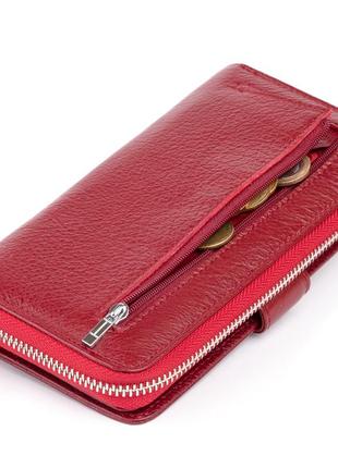 Вертикальний місткий гаманець зі шкіри жіночий st leather 19307 бордовий2 фото