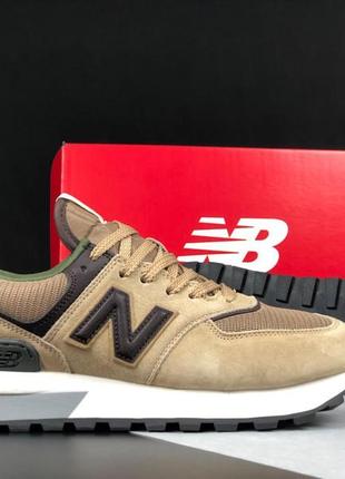 New balance 574  classic  пісочні з чорним чоловічі стильні кросівки нью беленс весна осінь