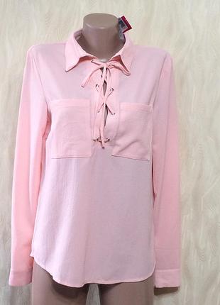 Розовая блуза со шнуровкой justfab,  р.12