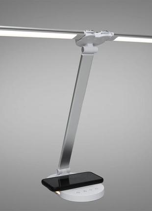 Двойная настольная лампа светильник, с usb шнуром, блоком питания и беспроводной зарядкой diasha a5508sl w