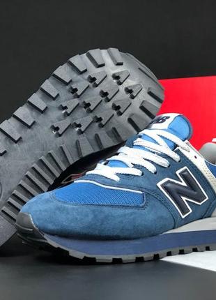 New balance 574 classic темно сині з сірим чоловічі кросівки нью беленс спорт стиль4 фото