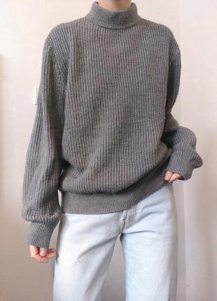 Шерстяний светр сірий джемпер шерсть пуловер реглан лонгслів кофта оверсайз светр вінтажний джемпер10 фото