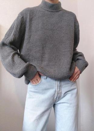 Шерстяний светр сірий джемпер шерсть пуловер реглан лонгслів кофта оверсайз светр вінтажний джемпер5 фото