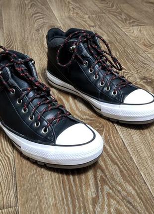 Мужские кожаные кеды кроссовки converse chuck taylor street boot1 фото