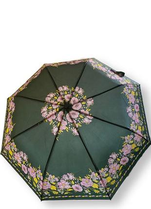 Жіноча напівавтоматична парасолька на 8 спиць з квітковим принтом3 фото