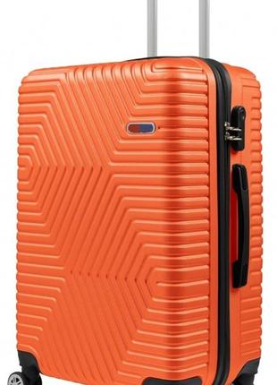 Пластиковый чемодан на колесах средний размер 70l gd polo оранжевый1 фото