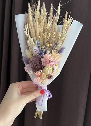 Букетик з сухоцвітами подарунок букет комплімент декор