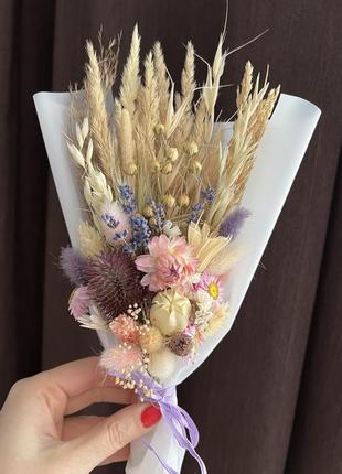 Букетик з сухоцвітами подарунок букет комплімент декор