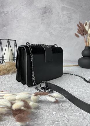Сумка кожаная женская pinko черная женская замшевая сумочка на цепочке в подарочной упаковке4 фото