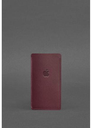 Шкіряний чохол для iphone 12 бордовий