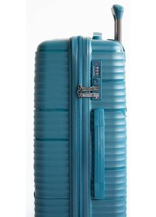 Пластиковый большой чемодан из поликарбоната 85l horoso бирюзовый3 фото