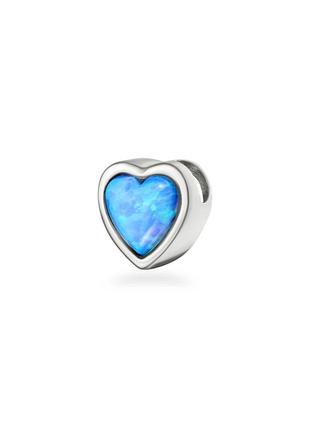 Серебряная подвеска сердце с голубым опалом
