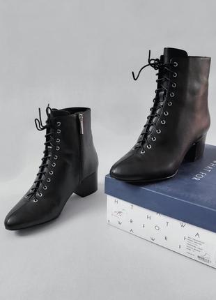Кожаные французские ботинки на маленьком каблуке винтажный стиль what for 41 -42 размер5 фото