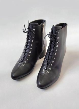 Кожаные французские ботинки на маленьком каблуке винтажный стиль what for 41 -42 размер2 фото