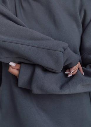 Жіночий теплий худі оверсайз з подвійним капюшоном3 фото