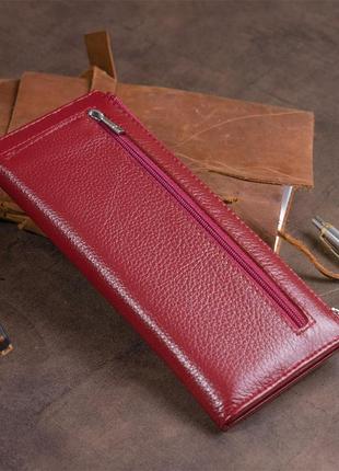 Горизонтальный тонкий кошелек из кожи женский st leather 19326 бордовый7 фото