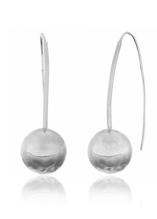 Серебряные сережки шары с родием без вставок