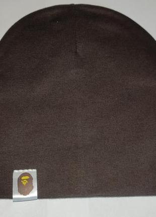 Детская тоненькая шапочка  ог 48-50см однотонная коричневая1 фото