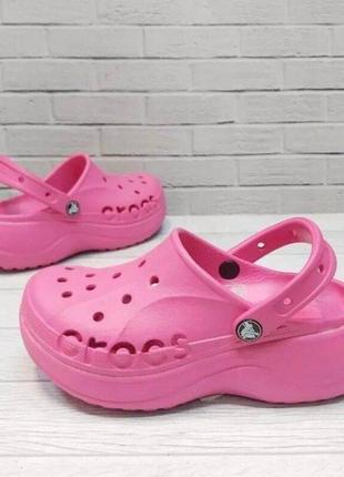 Крокс баябенд клог рожеві платформа crocs bayaband platform pink