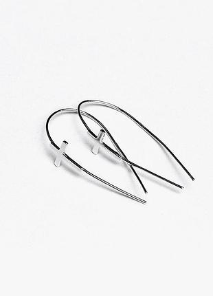 Срібні сережки рибки з хрестами