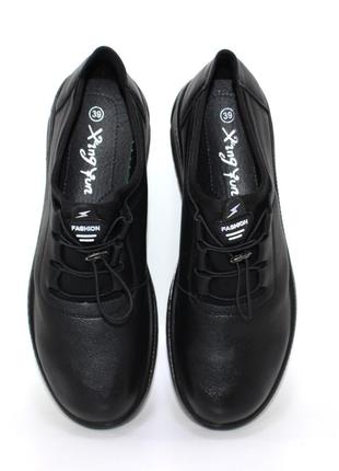 Стильные черные женские туфли весна/осень, на затяжке, без каблуков, весенние, осень, демисезон4 фото