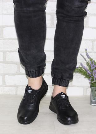 Стильные черные женские туфли весна/осень, на затяжке, без каблуков, весенние, осень, демисезон7 фото