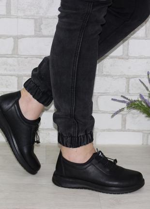 Стильные черные женские туфли весна/осень, на затяжке, без каблуков, весенние, осень, демисезон6 фото