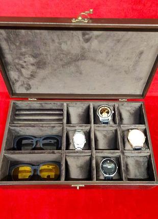 Шкатулка для годинників, окулярів і дрібних аксесуарів tm wooden organizer  венге колір1 фото